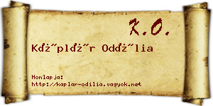 Káplár Odília névjegykártya